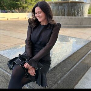 Zimmermann Black Dress with Pearl Details